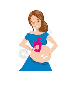 孕妇疼痛孕妇在胃部抗拉伸伤痕时给胃药润滑剂药品母性女性身体润肤妈妈成人化妆品皮肤腹部插画