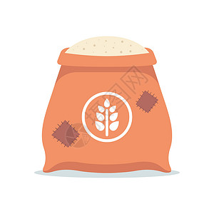 燕麦包一袋大包白面粉 将谷物加工成面粉面包小麦糕点产品麻布农场小穗粮食农业卡通片插画