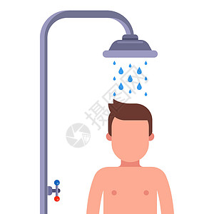 洗澡澡男人上班前先洗个清晨澡 注意身体卫生插画