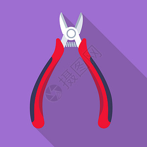 钢丝钳为剪断电缆而建造红色的钳子插图电气夹钳橡皮塑料作坊电工刀具工具金属插画