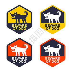 动物保护区设置黄色标签 小心狗 保护区插画
