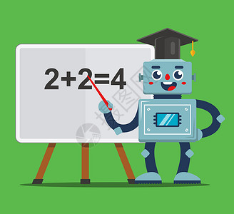 植教机器人老师在课堂上教孩子 未来的学校 笑声技术班级职业学习教育知识帮手智力创新插图设计图片
