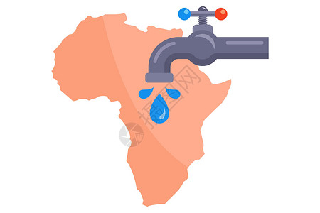 非洲地图非洲大陆缺乏清洁的饮用水 而且缺少清洁的饮用水水滴气候干旱生态沙漠海洋飞溅插图口渴地面设计图片