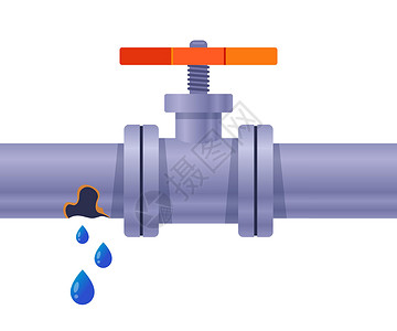 五金水管阀门生锈的水管 从洞里掉下来插画