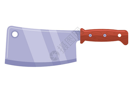 厨具刀切肉用的铁大刀店铺厨师刀具木刀食物插图金属用餐烧烤工具插画