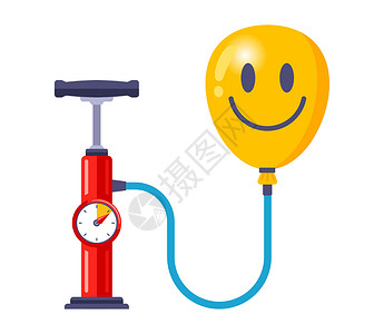 丝袜软管气泵充气了黄气球 通货膨胀装置设计图片