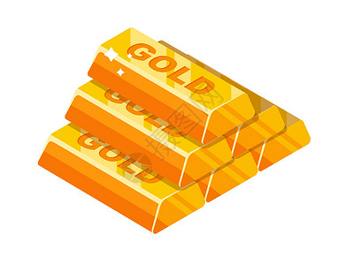 银行业金条的黄色闪亮金字塔 国家黄金储备 安全投资金属插画