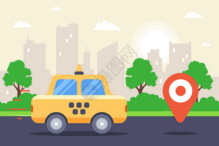 呼叫铃市的出租车呼叫中心顾客服务乘客路线导航车辆技术命令运输订购设计图片