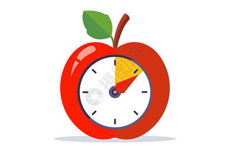 苹果形状的时钟 午餐时间愉快设计图片
