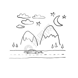 宗山抗英遗址为山区和森林的孩子们 编写简单的彩色书填色染色旅游假期热带季节彩页娱乐草图卡通片插画