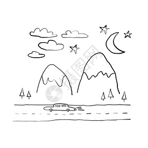 宗山抗英遗址为山区和森林的孩子们 编写简单的彩色书野生动物岩石插图旅游地形彩页假期填色艺术娱乐插画