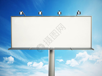 天空空空的广告牌广告商业海报空白横幅白色蓝色木板展示城市背景图片
