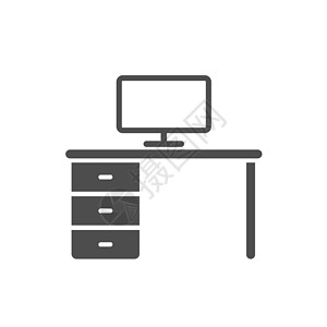 UI标识工作场所剪影矢量图标隔离在白色背景上 用于 web 移动应用程序 ui 设计和打印的 pc 桌家具图标设计图片