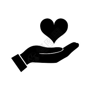 手和心手给爱的象征 手拿着心的形状 矢量图标 慈善和捐赠符号 标志插图设计图片