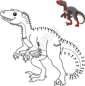 犹他州府恐龙色手绘染色图画书儿童动物孩子们彩页填色荒野黑色插画