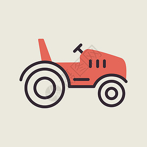 Tractor 矢量隔离图标农业农民收成农场场地插图车辆运输收获机器背景图片