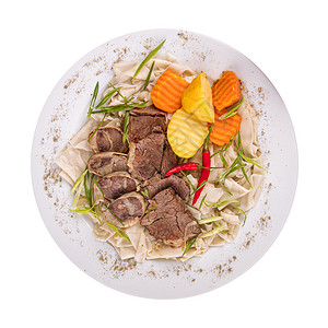 卡扎赫菜片隔离部分besshbarmak面团美食食物盘子背景图片