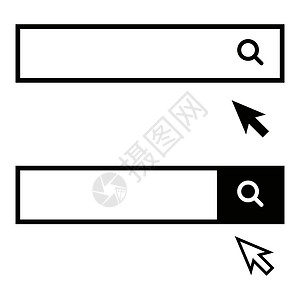 网址导航搜索栏和鼠标指针的一组图标主页技术用户盒子电脑网络导航浏览器酒吧放大镜插画