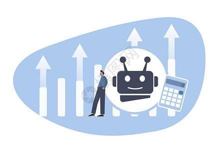 财务咨询人工智能在金融行业的概念 评估金融服务中的机器学习——风险评估 欺诈检测和管理 金融咨询服务和交易 矢量平面插画设计图片
