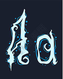 字体裂纹设计蓝色哥特卷卷卷字母A的手工设计字体设计图片