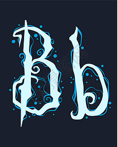 卷边字体蓝色哥特卷卷卷字母B的手工设计字体设计图片