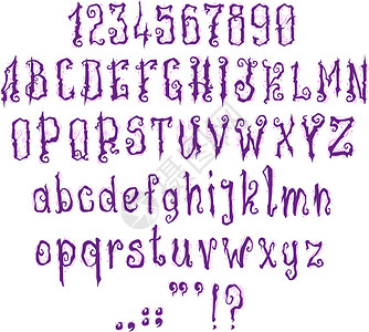 哥特字体手绘的哥特紫紫紫紫色字母字体设计图片