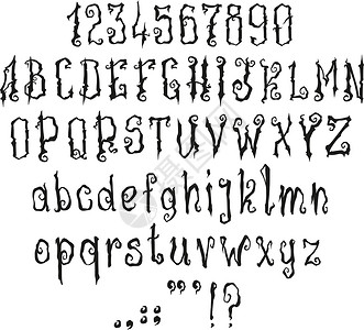 哥特字体手绘哥德黑白字母字体设计图片