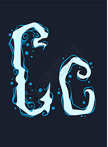 卷边字体蓝色哥特卷卷卷字母C的手工设计字体设计图片