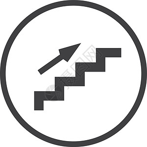 黑色圆形楼梯楼上的圆标志 上楼梯黑色符号插画