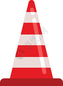 锥形柱交通锥形图标 红条纹安全高柱插画