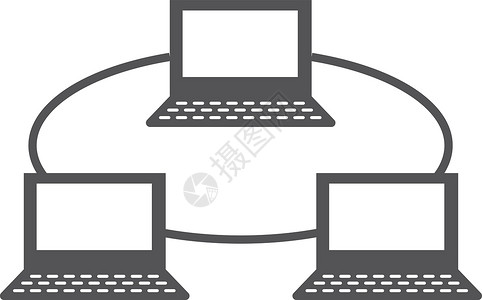 膝上型电脑连接图标 内联网符号 计算机网设计图片