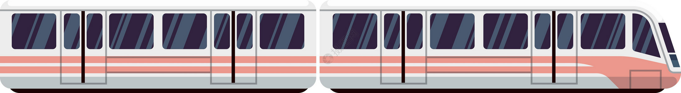 城际铁路列车图标 现代电动地铁或铁路运输插画