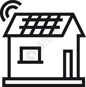 家有财神智能家庭图标 屋顶和互联网连接上有太阳能电池板的房屋设计图片
