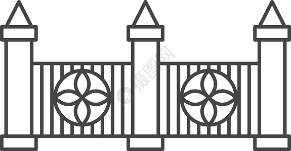古典装饰性边界的铁栅栏图标插画