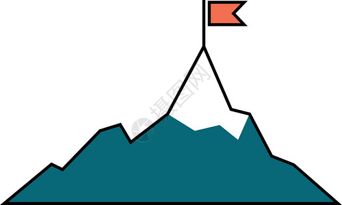 山峰上的红旗 目的地符号 目标标志背景图片