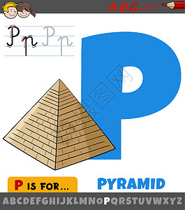 长门有希小姐埃及卡通金字塔的字母表 P 字母设计图片