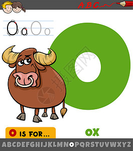 牛牛游戏带有牛动物字符的字母表O设计图片