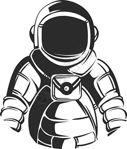 挑战者宇航员图标 带有黑色头盔玻璃的太空服 宇航员标志设计图片
