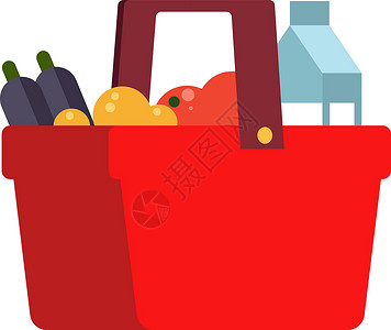 一篮子脐橙配有食品的红市场篮子 零售商店采购设计图片