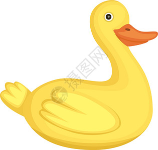 充气风格黄色橡皮鸭 可爱卡通风格的浴玩具插画