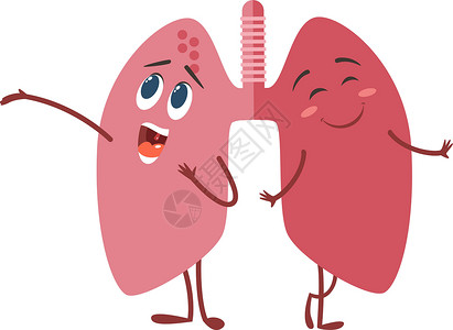 人类肺的可爱卡通风格 川井字插画