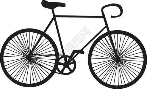 自行车车轮自行车图标 黑线自行车 双轮车插画