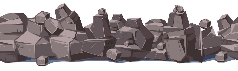 石质的与碎石岩堆接的无缝边界插画