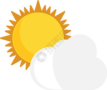 气象符号图片太阳和云雾 多云的天气符号 预报图标插画