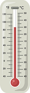 温度高炎热的天气符号 带红色温度指示器的温度计插画