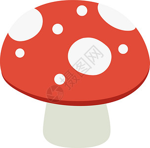 致命的森林蘑菇图标 红色和白色斑点设计图片