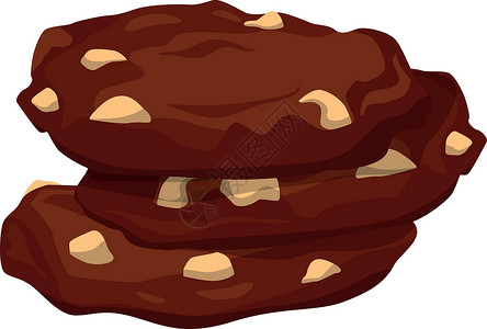 坚果巧克力饼干土制巧克力饼干漫画图标 Nut 芯片零食插画