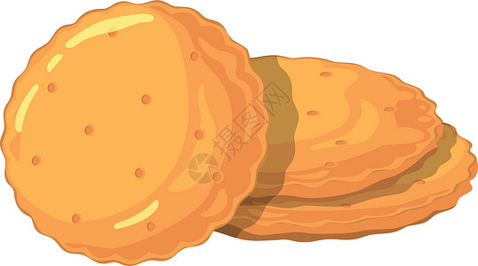黄油饼干圆饼饼干漫画图标 咸点心插画