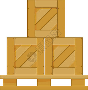 木箱包装素材木箱金字塔 货物集装箱储存图标插画