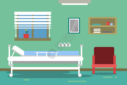 医院家具空床的住院室 内科背景病历插画